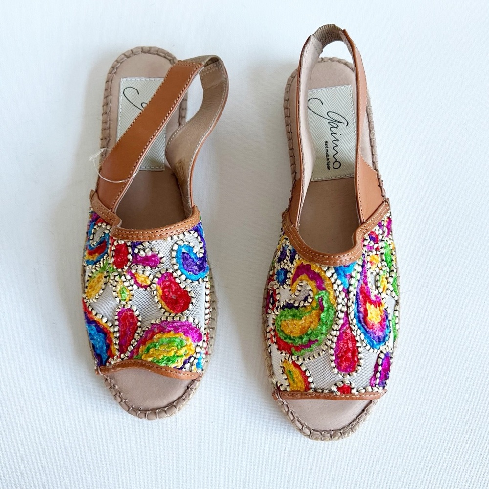 GAIMO Colorful Embroidered Women's Sandals Espadrilles NWOT Size 37
